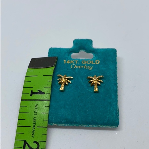 14k gold overlay Palm Tree earrings - Picture 6 of 6